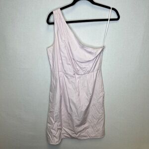 J.Crew Pink One Shoulder Cotton Silk Blend Mini Dress with Pockets Size 10
